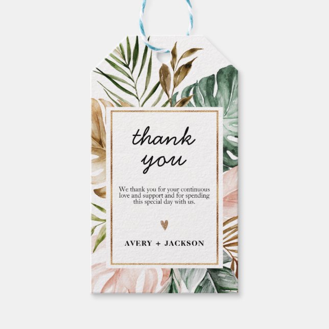 Gastgeschenk Hochzeit "Lush Tropics" Geschenkanhänger (Vorderseite)