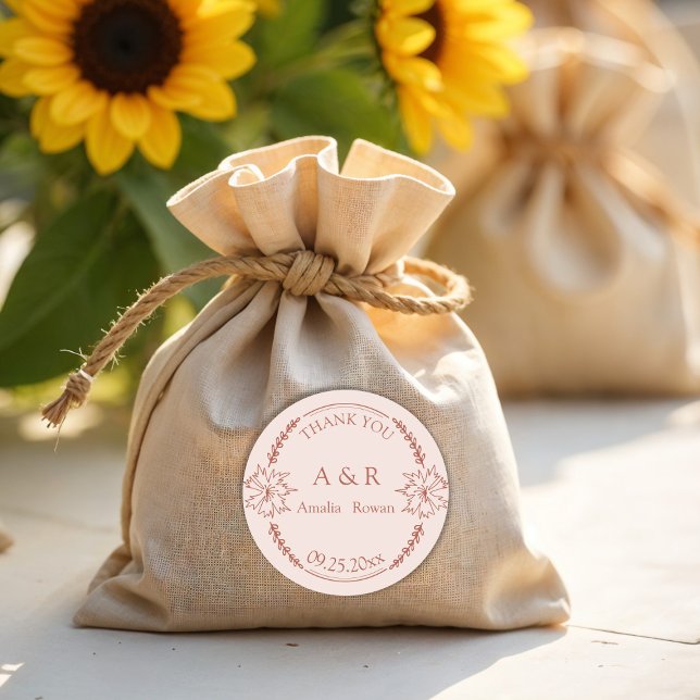 Gastgeschenk Hochzeit Meadow Blume Vielen Dank Runder Aufkleber (Von Creator hochgeladen)