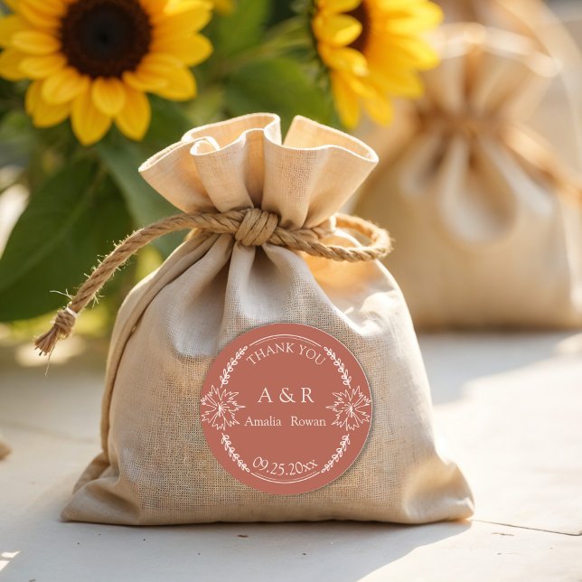 Gastgeschenk Hochzeit Meadow Blume Vielen Dank Runder Aufkleber (Von Creator hochgeladen)