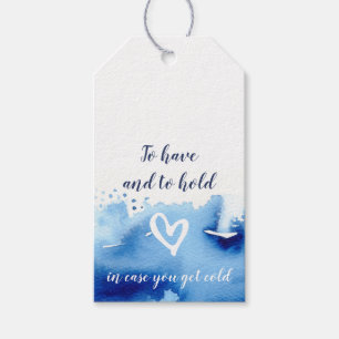 GASTGESCHENK HOCHZEIT mit marineblau-blauem Aquare Geschenkanhänger