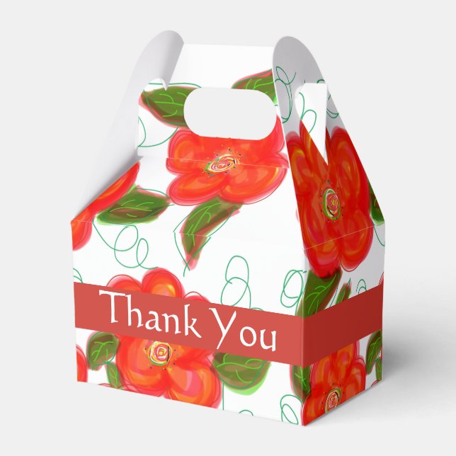 Gastgeschenk Hochzeit mit roter Felle Geschenkschachtel (Rückseite)