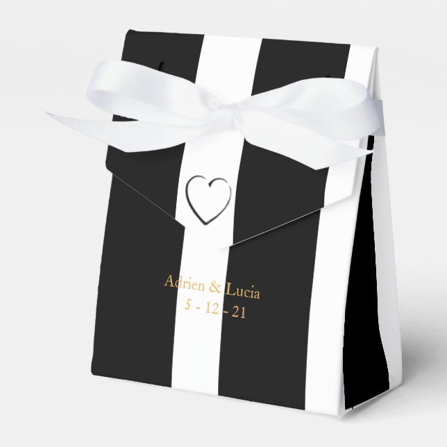 Gastgeschenk Hochzeit mit schwarzem und weißem Str Geschenkschachtel (Vorderseite)