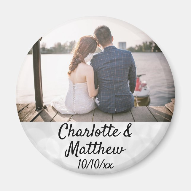 Gastgeschenk Hochzeit Modernes Typografie Foto Vie Magnet (Vorne)