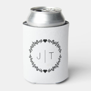 Gastgeschenk Hochzeit Monogram Herzerkrankung Grau Dosenkühler