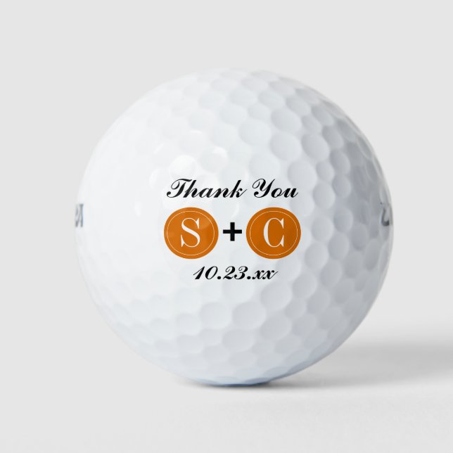 Gastgeschenk Hochzeit Monogram Initialen Vielen Da Golfball (Vorderseite)