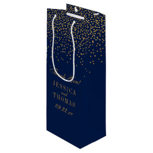 Gastgeschenk Hochzeit Navy Blue & Glam Gold Confet Geschenktüte Für Weinflaschen