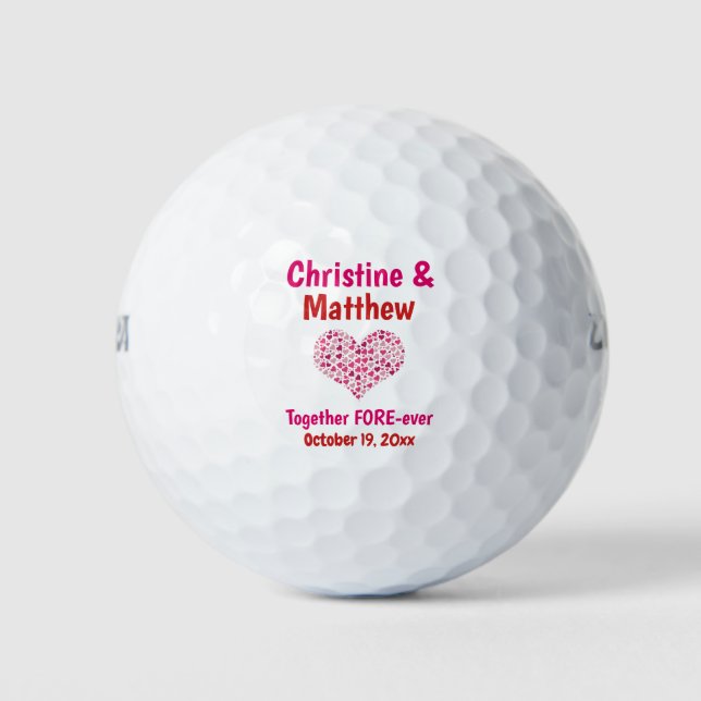 Gastgeschenk Hochzeit Rosa Herz Liebe für immer Golfball (Vorderseite)