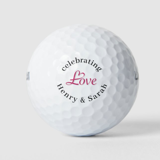 Gastgeschenk Hochzeit Rosa Liebe Golfball (Vorderseite)