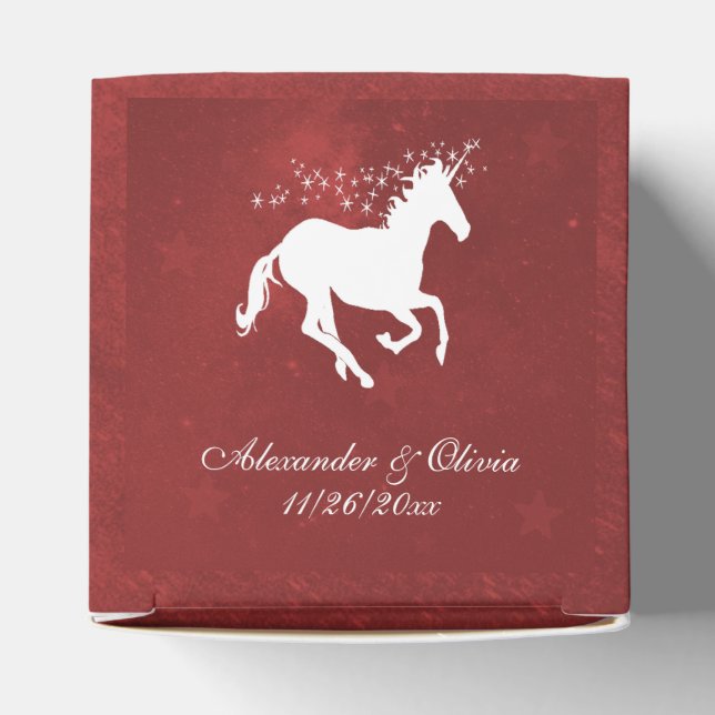 Gastgeschenk Hochzeit Rot Einhorn Geschenkschachtel (Oben)