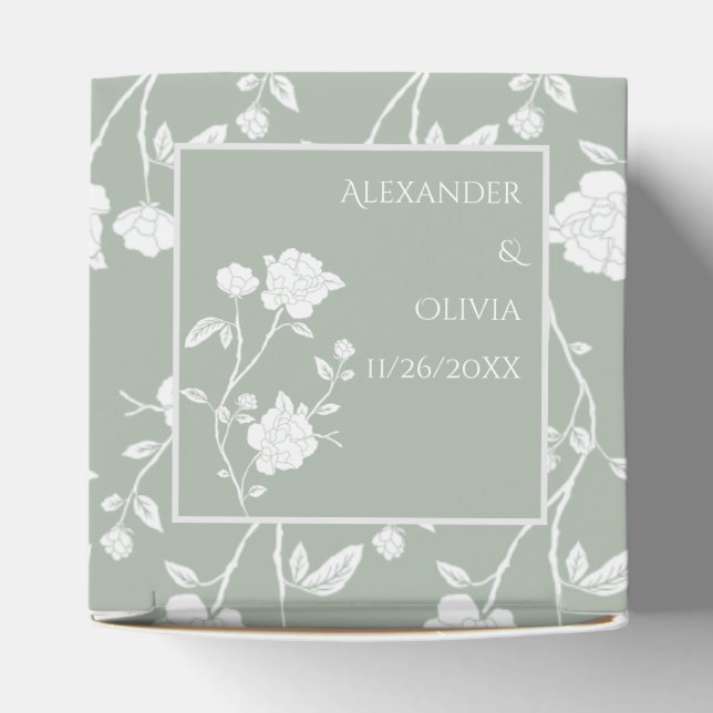 Gastgeschenk Hochzeit "Sage Green Rose" Geschenkschachtel (Oben)