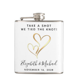 Gastgeschenk Hochzeit schießt, wir tippen den Knot Flachmann