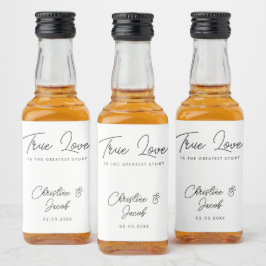 Gastgeschenk Hochzeit schlichtes modernes Brautpar Alkoholflaschenetikett