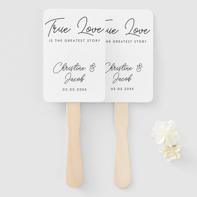 Gastgeschenk Hochzeit schlichtes modernes Brautpar Fächer (Vorne und Hinten)