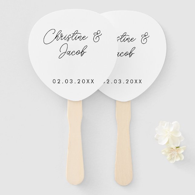 Gastgeschenk Hochzeit schlichtes modernes Brautpar Fächer (Vorne und Hinten)