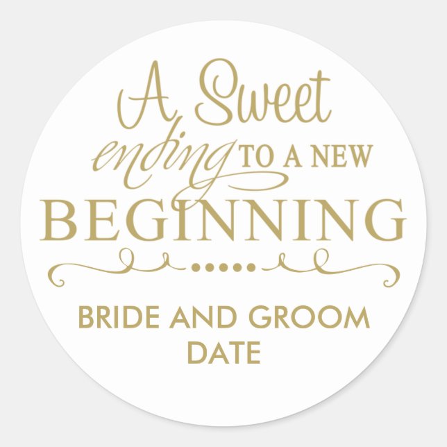 GASTGESCHENK HOCHZEIT STICKER A Sweet End (Vorderseite)