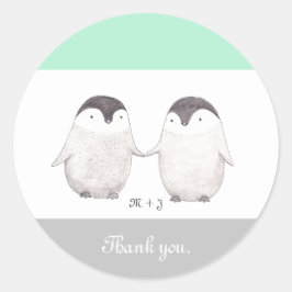 Gastgeschenk Hochzeit Sticker Niedlich Pinguin Hoc