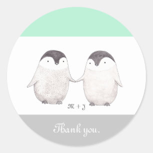Gastgeschenk Hochzeit Sticker Niedlich Pinguin Hoc