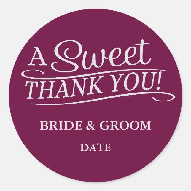 GASTGESCHENK HOCHZEIT STICKER Sweet Danke. (Vorderseite)