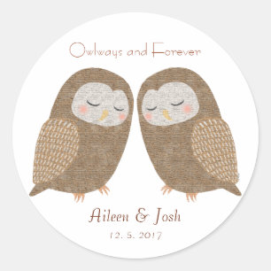 Gastgeschenk Hochzeit Stickers Owl Couple Stickers