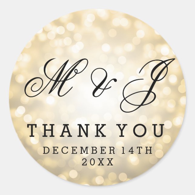 Gastgeschenk Hochzeit Tag Gold Glitzer Lights Runder Aufkleber (Vorderseite)