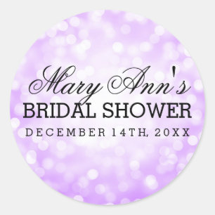 Gastgeschenk Hochzeit Tag Lila Glitzer Leuchten Runder Aufkleber