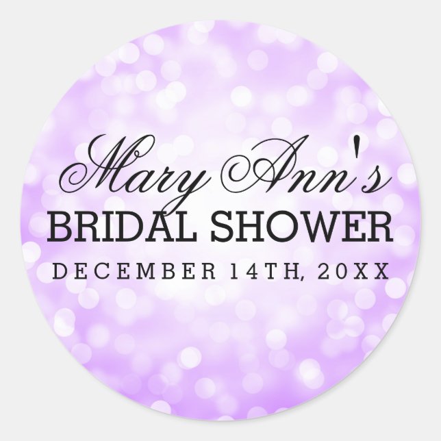 Gastgeschenk Hochzeit Tag Lila Glitzer Leuchten Runder Aufkleber (Vorderseite)
