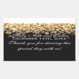 Gastgeschenk Hochzeit Tag Magic Gold Lights Rechteckiger Aufkleber