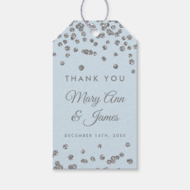 Gastgeschenk Hochzeit Tag Silver Glitzer Confetti  Geschenkanhänger