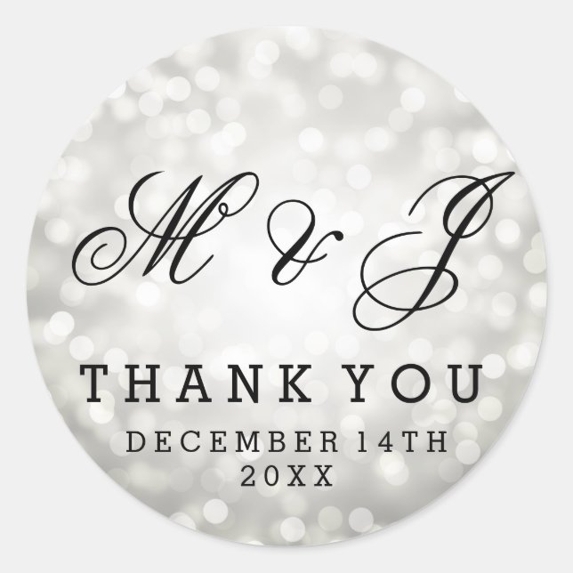 Gastgeschenk Hochzeit Tag Silver Glitzer Lights Runder Aufkleber (Vorderseite)