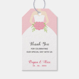 Gastgeschenk Hochzeit Tags (Bridal Gown Pink Polka Geschenkanhänger