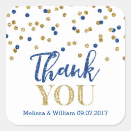 Gastgeschenk Hochzeit-Tags für Navy Blue Gold Conf Quadratischer Aufkleber