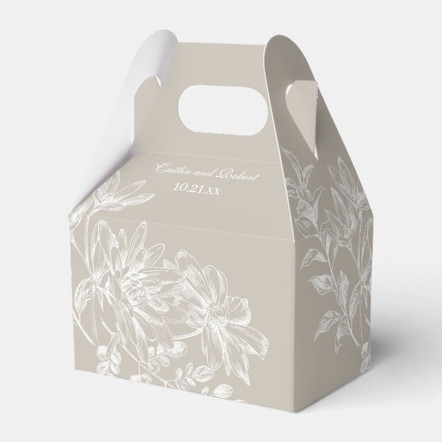 Gastgeschenk Hochzeit Taupe und White Eleganto Geschenkschachtel (Vorderseite)