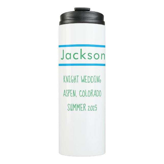 Gastgeschenk Hochzeit. Trauzeuge. Thermosbecher (Vorderseite)
