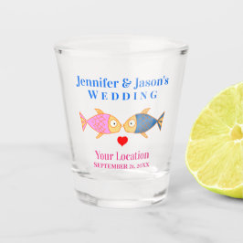 Gastgeschenk Hochzeit - tropische Destination für  Schnapsglas