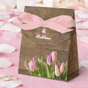 Gastgeschenk Hochzeit Tulips & Barnwood Geschenkschachtel