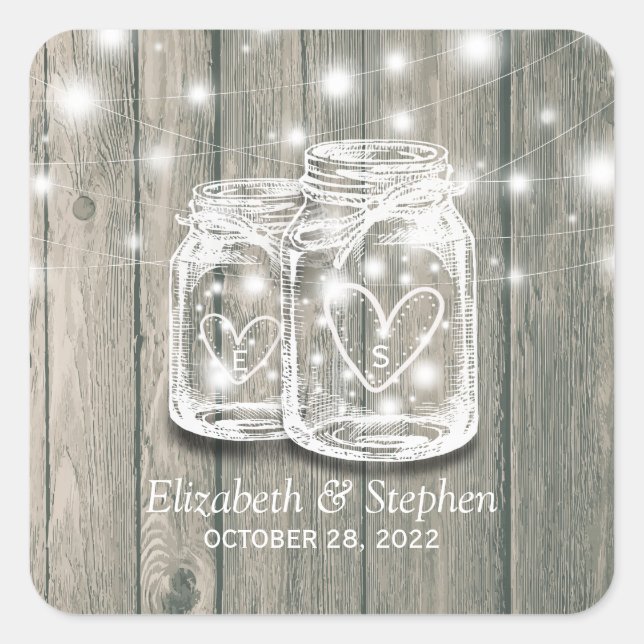 Gastgeschenk Hochzeit Vielen Dank an Rustic Wood M Quadratischer Aufkleber (Vorderseite)
