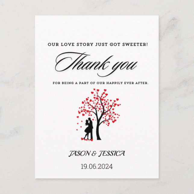 Gastgeschenk Hochzeit Vielen Dank für Ihre individ Postkarte (Vorderseite)
