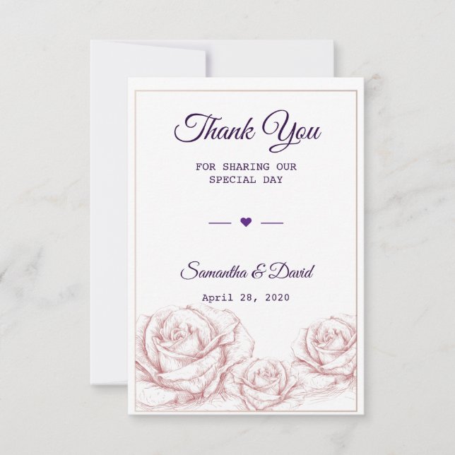 Gastgeschenk Hochzeit Vielen Dank Luxus Floral Ros Dankeskarte (Vorderseite)