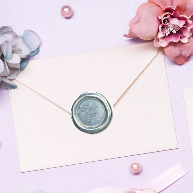 Gastgeschenk Hochzeit Vintag Dusty Blue Classy Runder Aufkleber (Von Creator hochgeladen)