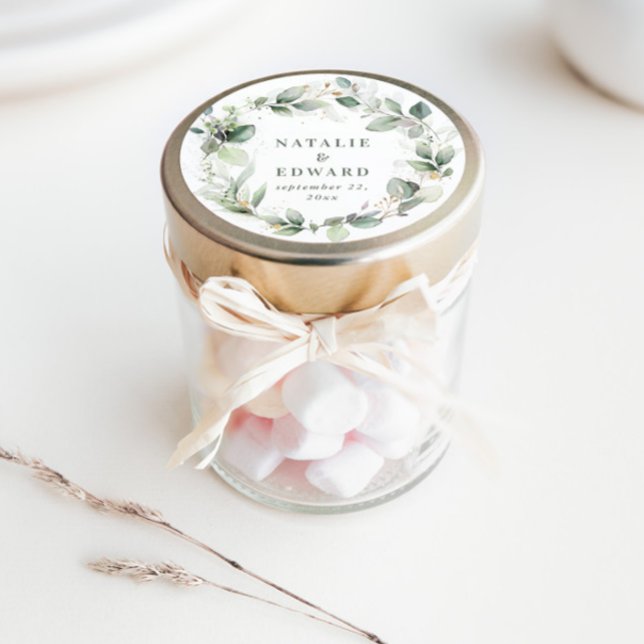 Gastgeschenk Hochzeit von Wasserfarbenfolien Runder Aufkleber (Von Creator hochgeladen)