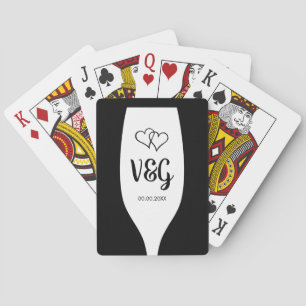 Gastgeschenk Hochzeit von Weinglas-Monogramm-Spiel Spielkarten