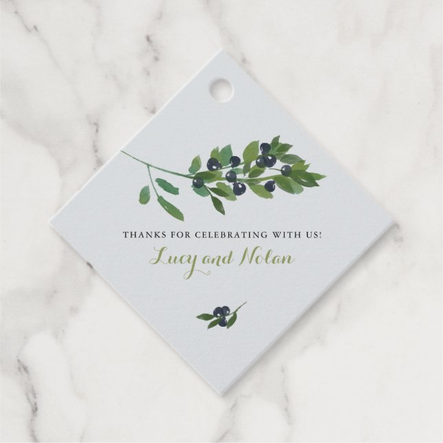 Gastgeschenk Hochzeit Wasserfarben Olive Orchard Geschenkanhänger (Vorderseite)
