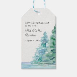 Gastgeschenk Hochzeit Wasserfarbener Wildwald Berg Geschenkanhänger