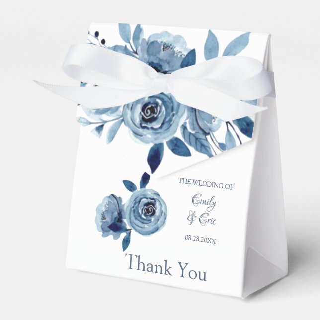Gastgeschenk Hochzeit Winter Dusty Blue Peony Geschenkschachtel (Vorderseite)