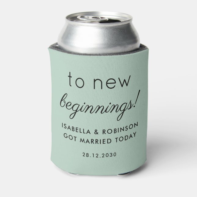 Gastgeschenk Hochzeit zu neuen Anfängen Grün Elega Dosenkühler (Kanne Rückseite)