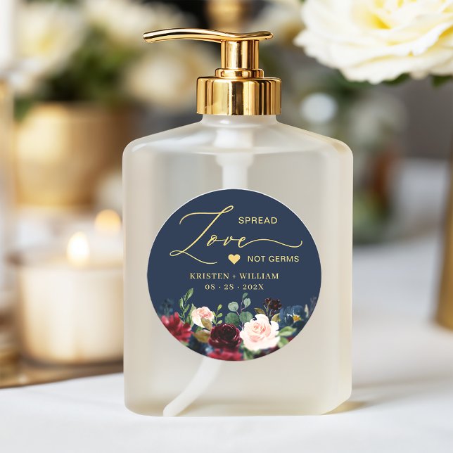 Gastgeschenk Hochzeit zur Sanierung von Burgundy N Runder Aufkleber (Von Creator hochgeladen)