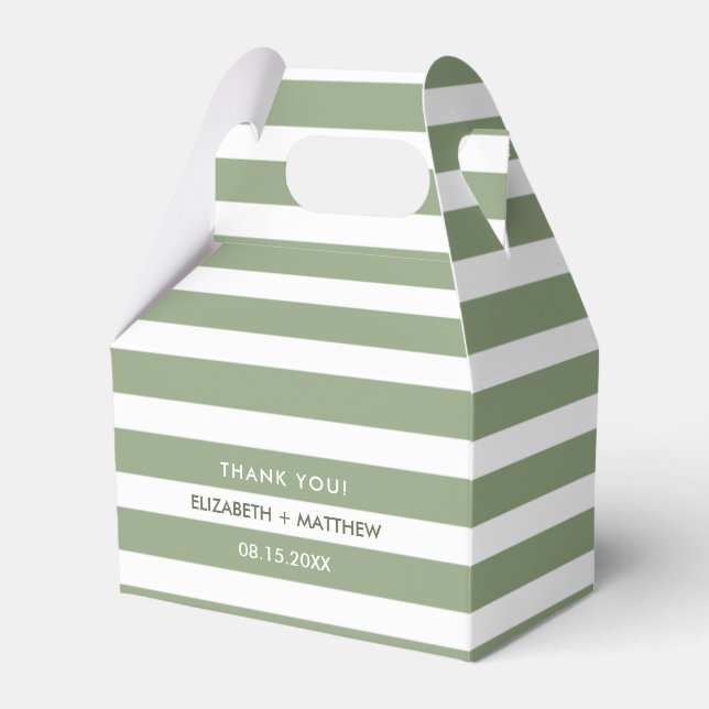 Gastgeschenk Hochzeiten für Muster in grünen Strei Geschenkschachtel (Vorderseite)