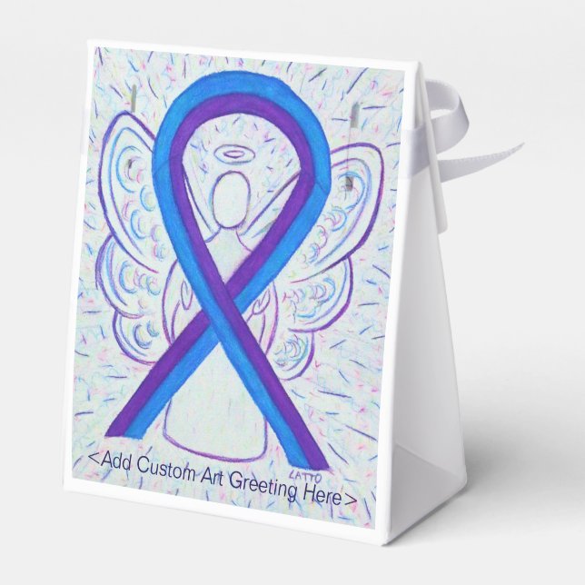 Gastgeschenk mit blauer und Lila Sensibilisierungs Geschenkschachtel (Rückseite)