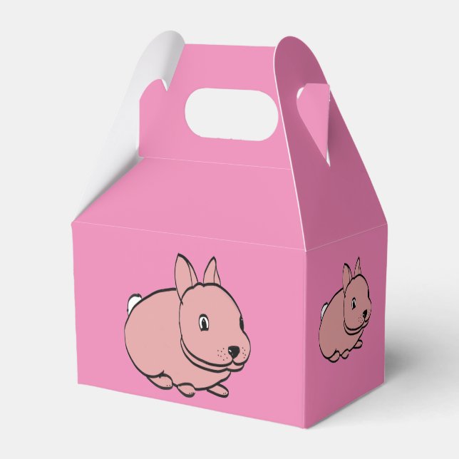 Gastgeschenk mit rosa Kaninchendesign Geschenkschachtel (Vorderseite)