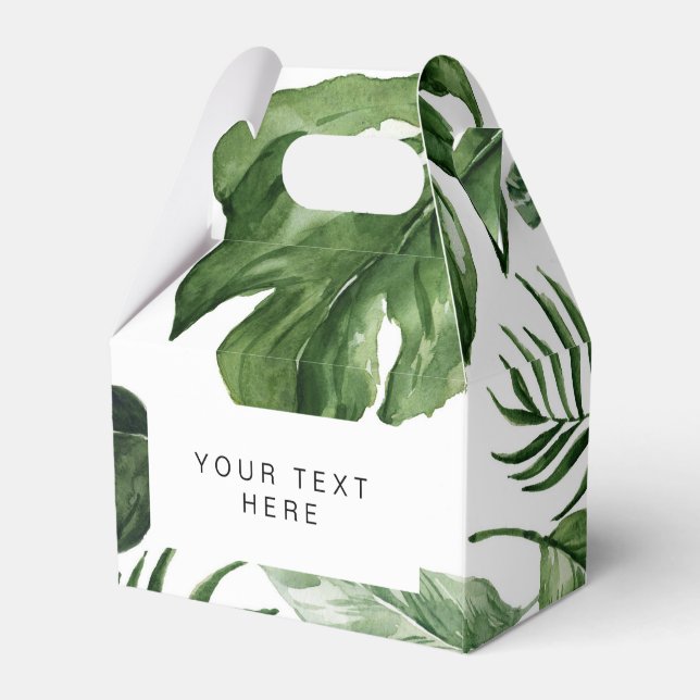 Gastgeschenk mit tropischen grünen Blätter Geschenkschachtel (Vorderseite)